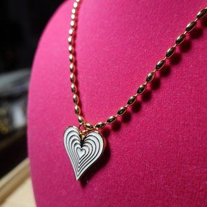 (NWT) 24k GF Oval Bead Link Chain & GF Heart Pendant (Tarnish Free)